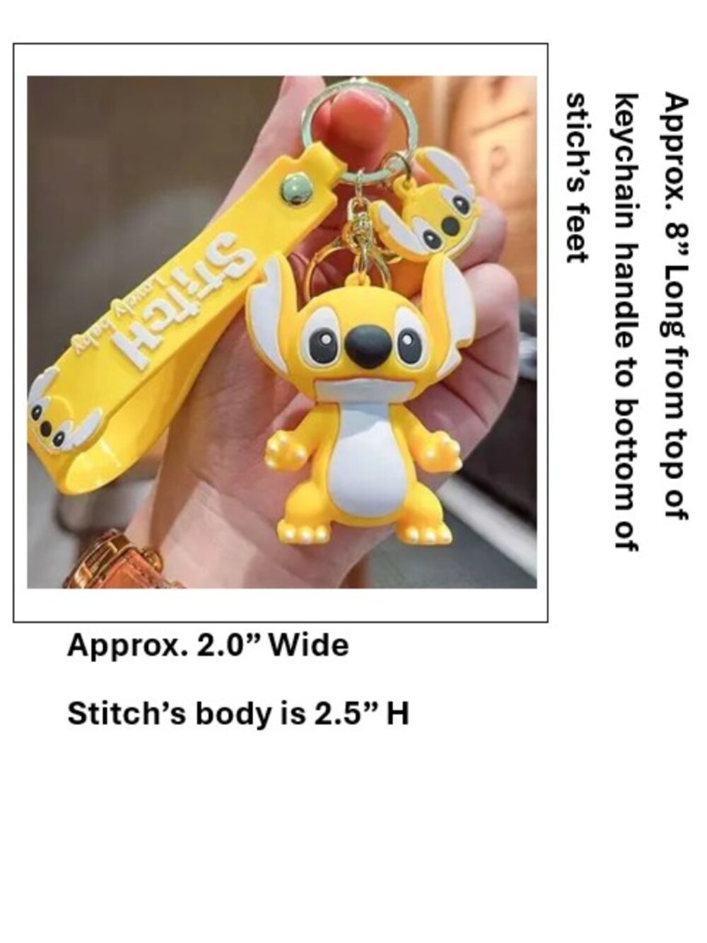 DISNEY Lilo & Stitch “Stitch” Yellow Keychain (BRAND-NEW & SO CUTE!) - Picture 3 of 4